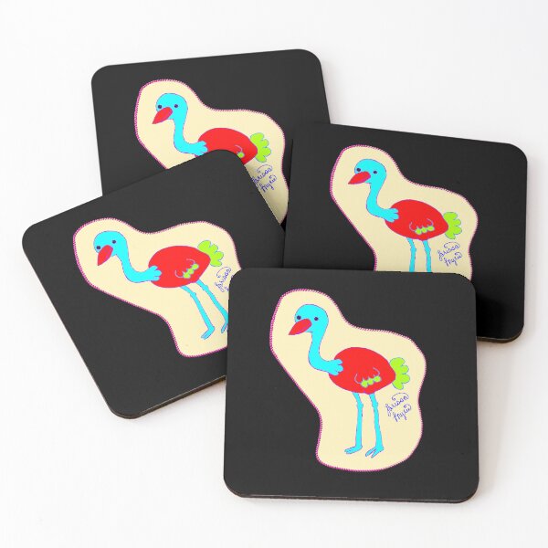 Item preview, RED AND BLUE OSTRICH, CUTE CARTOON OSTRICH DRAWING, LARISSA MYRIE designed and sold by larissa-myrie.
