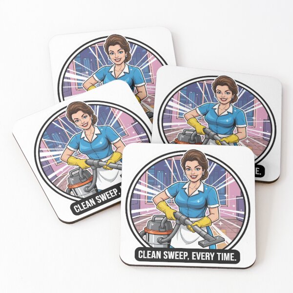 Item preview, Clean Sweep Every Time | Retro Cleaning Lady Vacuum Sticker, T-Shirt, Phone Case designed and sold by MiracleDroplet.