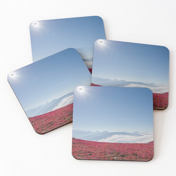 Item preview, Red Alpine meadow – sea of colors in the mountains / Swiss Artwork Photography designed and sold by Raphael Wolf.