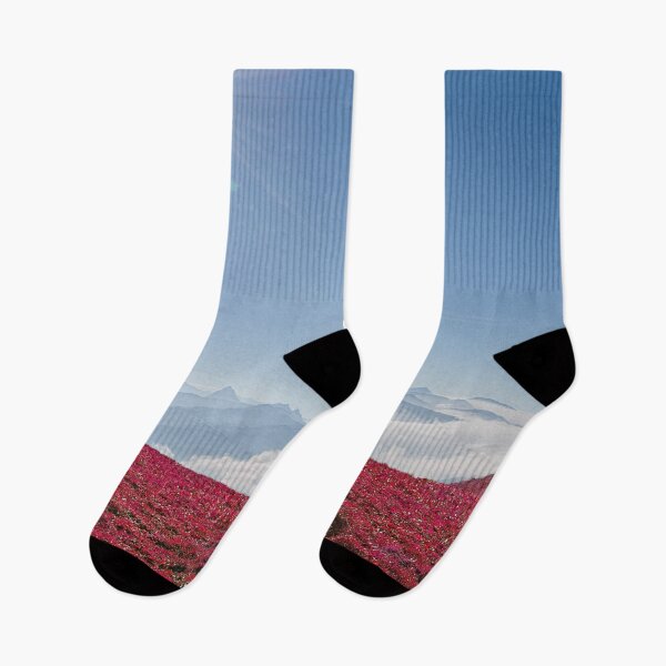 Item preview, Red Alpine meadow – sea of colors in the mountains / Swiss Artwork Photography designed and sold by Raphael Wolf.