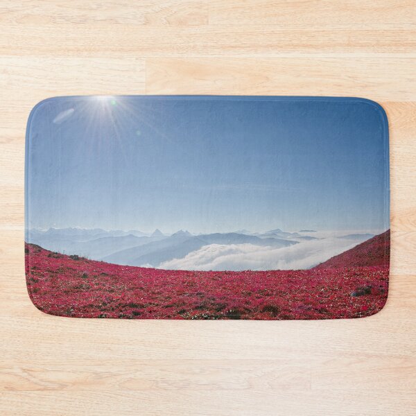 Item preview, Red Alpine meadow – sea of colors in the mountains / Swiss Artwork Photography designed and sold by Raphael Wolf.
