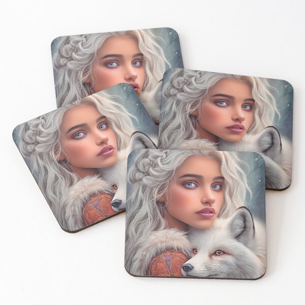 Item preview, Woman with White Hair and Fox designed and sold by PetsArt.