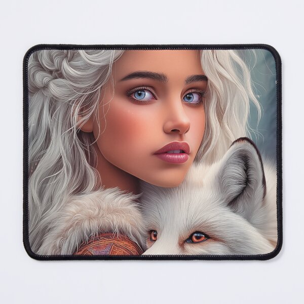 Item preview, Woman with White Hair and Fox designed and sold by PetsArt.