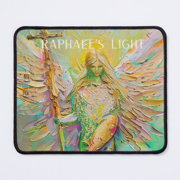 Item preview, Archangel Raphael – Healing Angel Poster in Green and Gold designed and sold by Seelenzauberart.