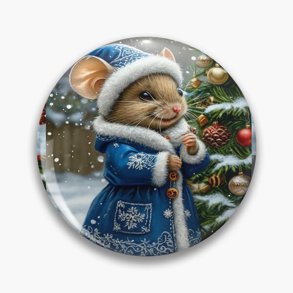 Item preview, Cute Winter Mouse in Blue Coat – Christmas Holiday Art designed and sold by AmetistLight.