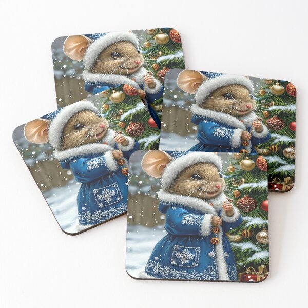 Item preview, Cute Winter Mouse in Blue Coat – Christmas Holiday Art designed and sold by AmetistLight.