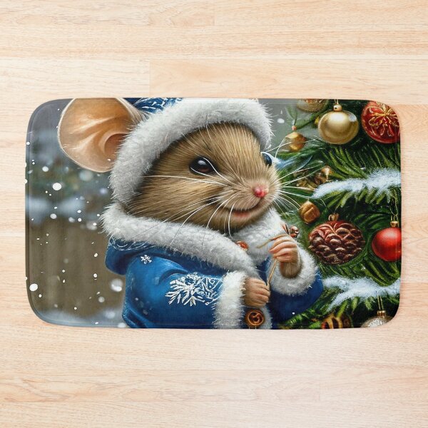 Item preview, Cute Winter Mouse in Blue Coat – Christmas Holiday Art designed and sold by AmetistLight.