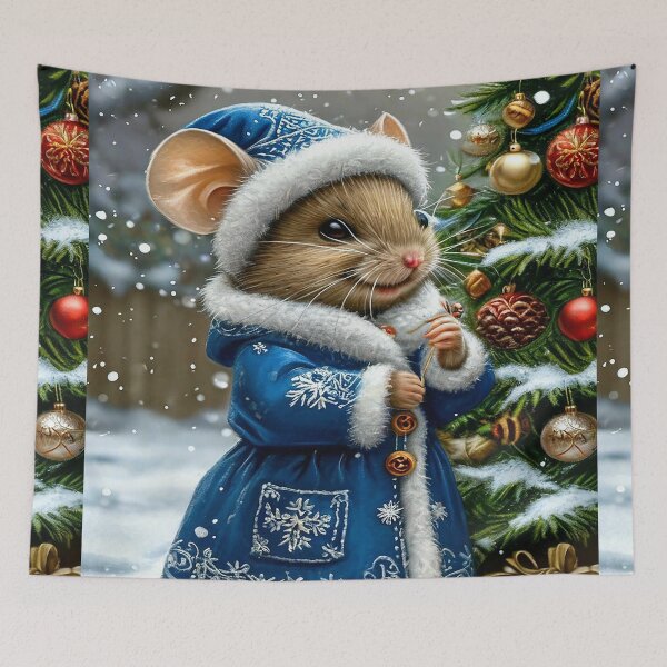 Item preview, Cute Winter Mouse in Blue Coat – Christmas Holiday Art designed and sold by AmetistLight.