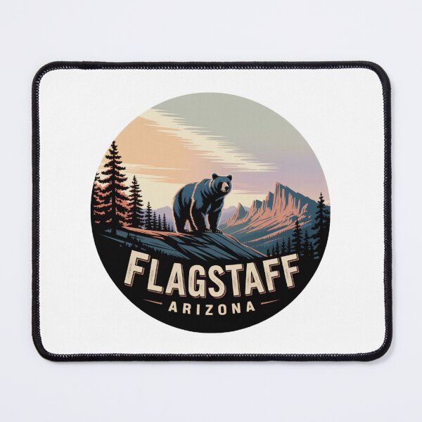 Item preview, Flagstaff Arizona Bear - Vintage Mountain Sunset Wilderness Illustration designed and sold by CircinusStore.