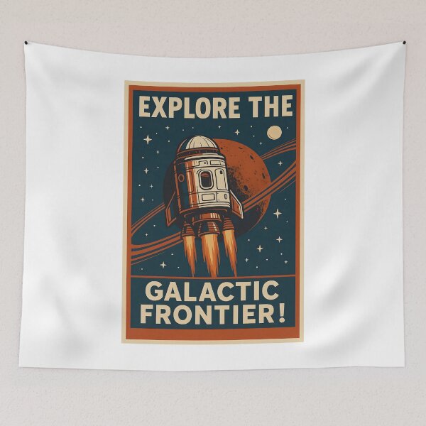 Item preview, Retro Sci-Fi Space Poster Explore the Galactic Frontier. designed and sold by The-T-In-Retro.