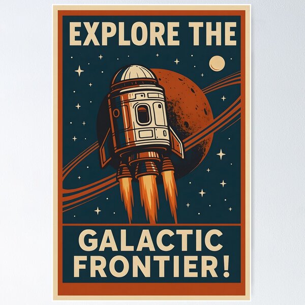 Item preview, Retro Sci-Fi Space Poster Explore the Galactic Frontier. designed and sold by The-T-In-Retro.