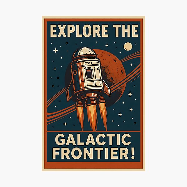 Item preview, Retro Sci-Fi Space Poster Explore the Galactic Frontier. designed and sold by The-T-In-Retro.