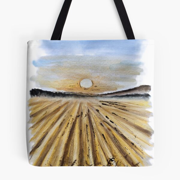 Item preview, Summer Sunrise over a Wheat Field – Peaceful and Light-Filled Watercolor Painting designed and sold by kkjustpaint.