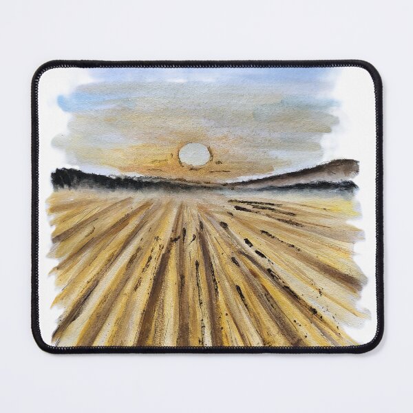 Item preview, Summer Sunrise over a Wheat Field – Peaceful and Light-Filled Watercolor Painting designed and sold by kkjustpaint.
