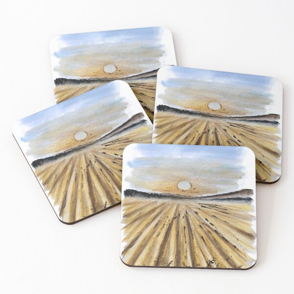 Item preview, Summer Sunrise over a Wheat Field – Peaceful and Light-Filled Watercolor Painting designed and sold by kkjustpaint.
