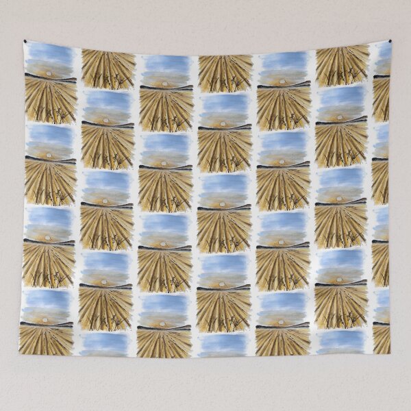 Item preview, Summer Sunrise over a Wheat Field – Peaceful and Light-Filled Watercolor Painting designed and sold by kkjustpaint.