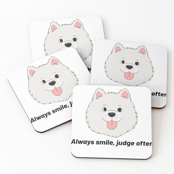 Item preview, Samoyed – “Always Smile, Judge Often” – Fluffy Dog Cartoon Design designed and sold by Crack-in-Colors.