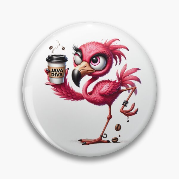 Item preview, Java Diva Flamingo – Cute Pink Coffee Bird Illustration designed and sold by Lulunza.