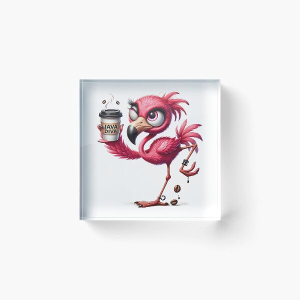 Item preview, Flamenco Diva de Java – Ilustración de un lindo pájaro de café rosa designed and sold by Lulunza.