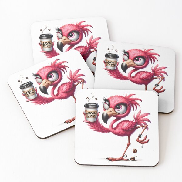 Item preview, Java Diva Flamingo – Cute Pink Coffee Bird Illustration designed and sold by Lulunza.