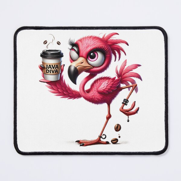 Item preview, Java Diva Flamingo – Cute Pink Coffee Bird Illustration designed and sold by Lulunza.