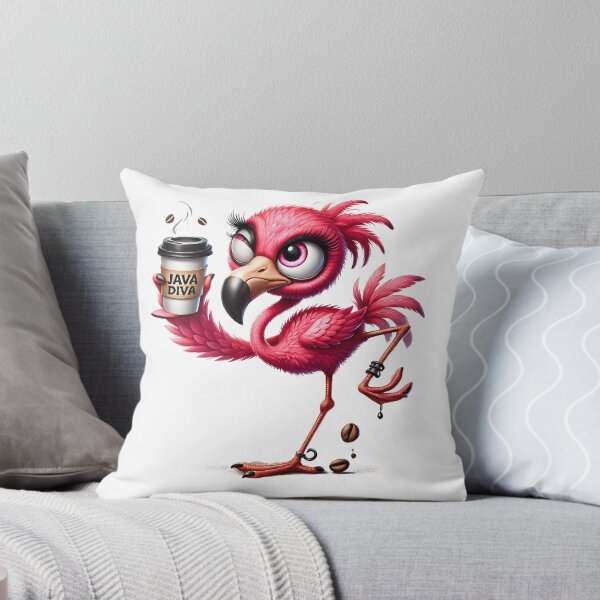 Item preview, Java Diva Flamingo – Cute Pink Coffee Bird Illustration designed and sold by Lulunza.