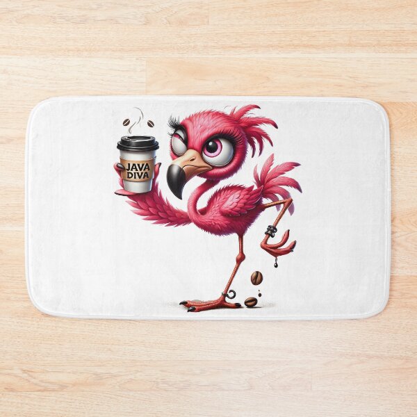 Item preview, Java Diva Flamingo – Cute Pink Coffee Bird Illustration designed and sold by Lulunza.