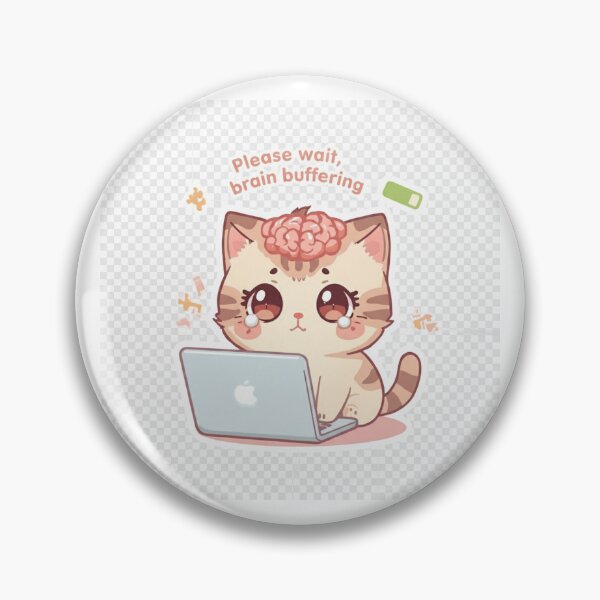 Item preview, Kawaii Cat – Brain Buffering Please Wait Sticker” designed and sold by Golden Aura Collection.