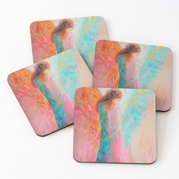 Item preview, Gentle Pastel Angel – Luminous Harmony in Pink & Turquoise designed and sold by Seelenzauberart.