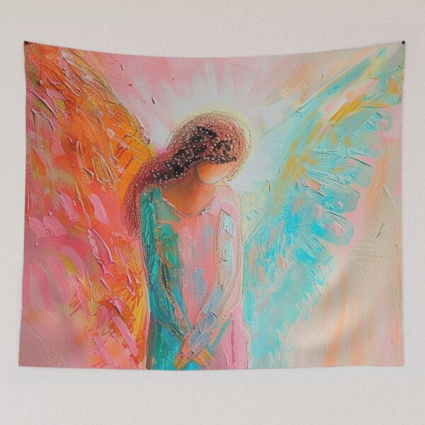 Item preview, Gentle Pastel Angel – Luminous Harmony in Pink & Turquoise designed and sold by Seelenzauberart.
