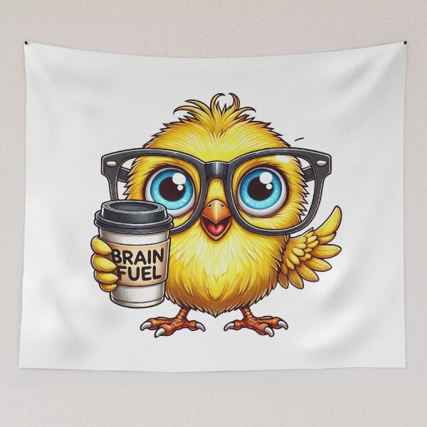 Item preview, Brain Fuel Chick – Cute Yellow Bird Coffee Art designed and sold by Lulunza.