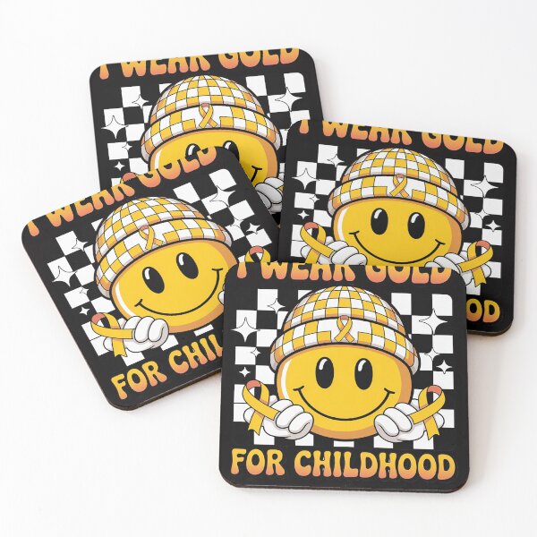 Item preview, I Wear Gold For Childhood Cancer Smile Face Gold Ribbon Kids designed and sold by CareTopping.