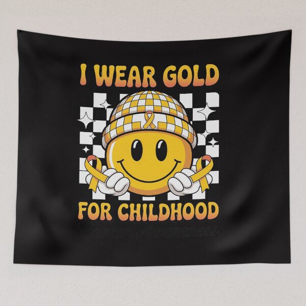 Item preview, I Wear Gold For Childhood Cancer Smile Face Gold Ribbon Kids designed and sold by CareTopping.