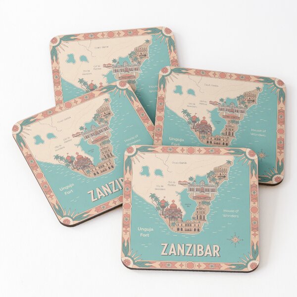 Item preview, Zanzibar Heritage Map – Unguja & Pemba with Old Fort & House of Wonders designed and sold by Timeless Design.