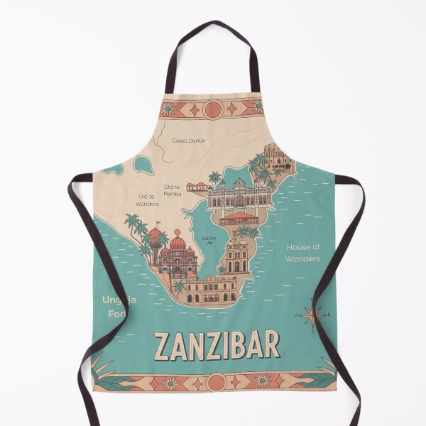 Item preview, Zanzibar Heritage Map – Unguja & Pemba with Old Fort & House of Wonders designed and sold by Timeless Design.