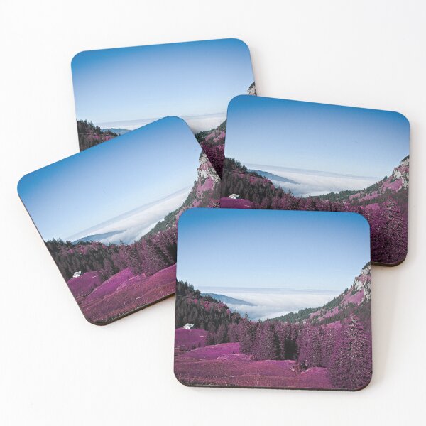 Item preview, Swiss Alps – Surreal mountain landscape with pink meadow / Swiss Artwork Photography designed and sold by Raphael Wolf.