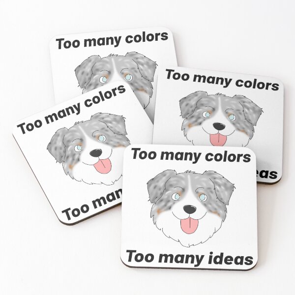 Item preview, Australian Shepherd – “Too Many Colors, Too Many Ideas” – Colorful Dog Cartoon Design designed and sold by Crack-in-Colors.