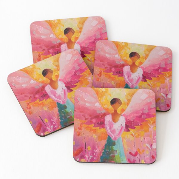 Item preview, Luminous Pastel Angel – Gentle Love in Pink, Orange & Turquoise designed and sold by Seelenzauberart.
