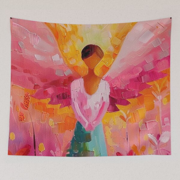 Item preview, Luminous Pastel Angel – Gentle Love in Pink, Orange & Turquoise designed and sold by Seelenzauberart.