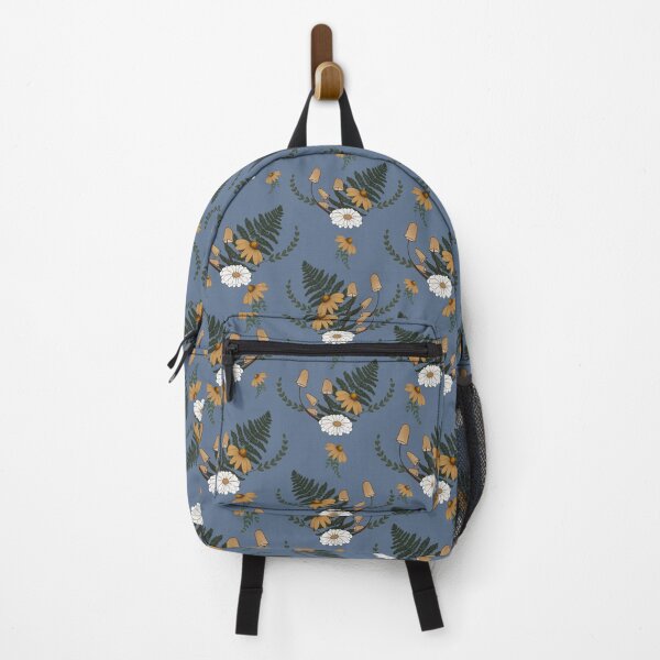 Item preview, Botanical Bliss Ferns Daisies and Mushroom Denim Blue designed and sold by NoemiMarozsan.