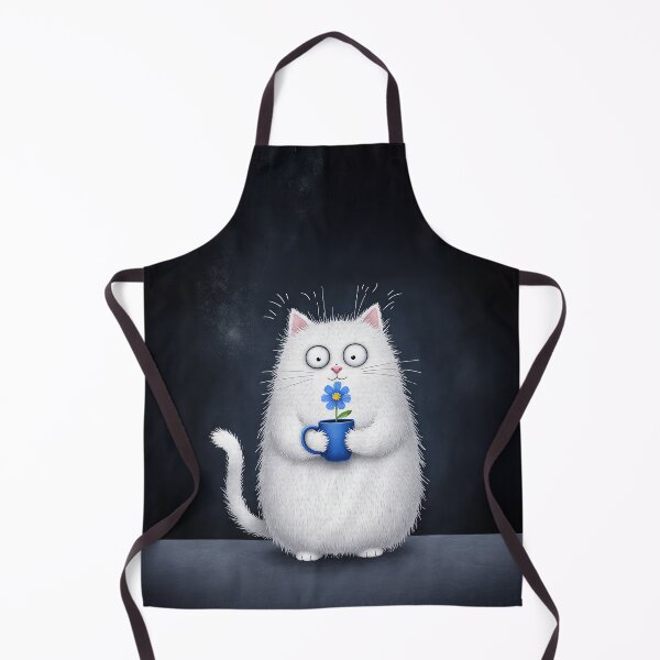 Item preview, Bright White Kitty with a Tiny Blue Flower designed and sold by Whimsical Hug.