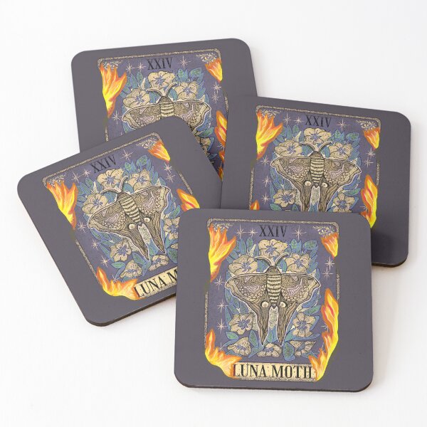 Item preview, Flaming Luna Moth Tarot Card  designed and sold by MeadowsAndInk.
