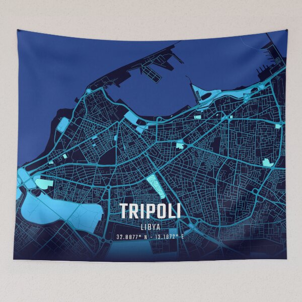 Item preview, Tripoli Midnight City Map designed and sold by HomeLivingCo.