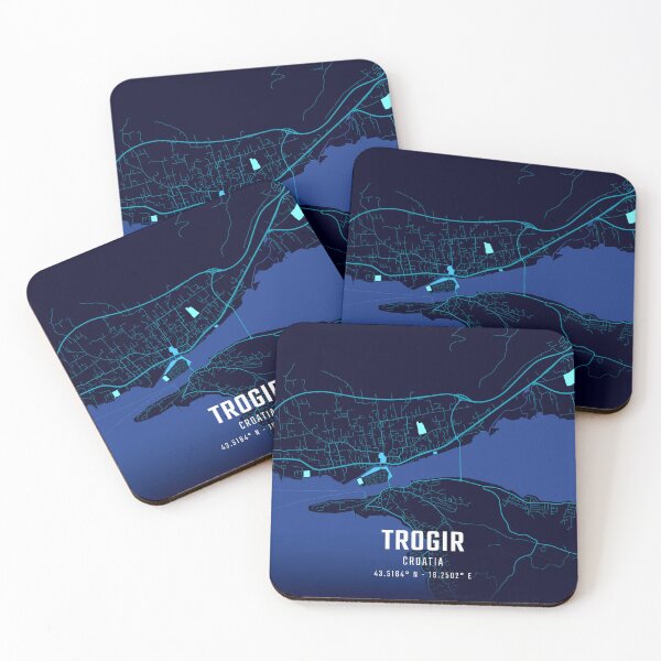 Item preview, Trogir Midnight City Map designed and sold by HomeLivingCo.