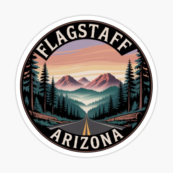 Flagstaff Arizona Scenic Road - Vintage Mountain Forest Sunset Design Sticker