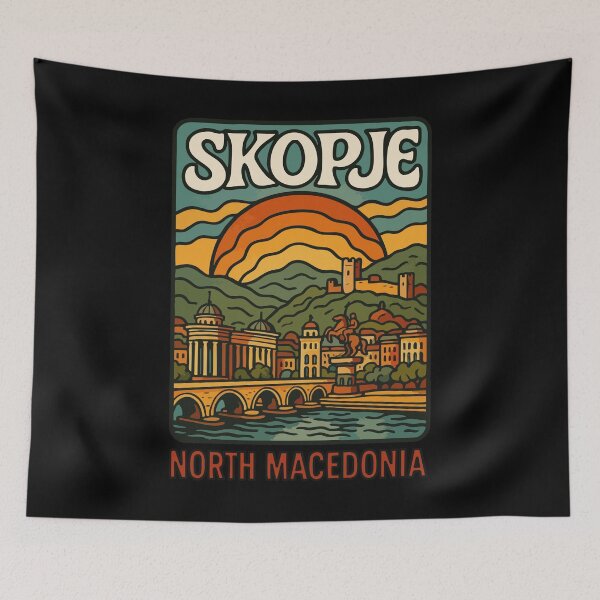 Item preview, Skopje North Macedonia Europe Vintage Travel designed and sold by TomFrontierArt.