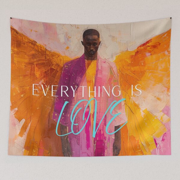 Item preview, Angel Poster – Abstract Angel in Orange and Pink – Spiritual Wall Art with Message – Modern Art Poster designed and sold by Seelenzauberart.