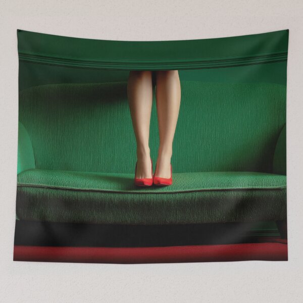 Item preview, Standing on a green couch in heels designed and sold by anytka.
