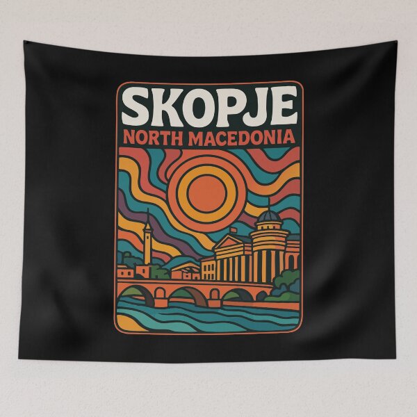 Item preview, Skopje North Macedonia Europe Trippy Art Travel designed and sold by TomFrontierArt.