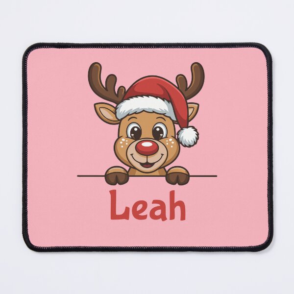 Item preview, Leah Cute Christmas Reindeer Graphic with Santa Hat | Personalized Holiday Gift Idea designed and sold by 89BLACK.